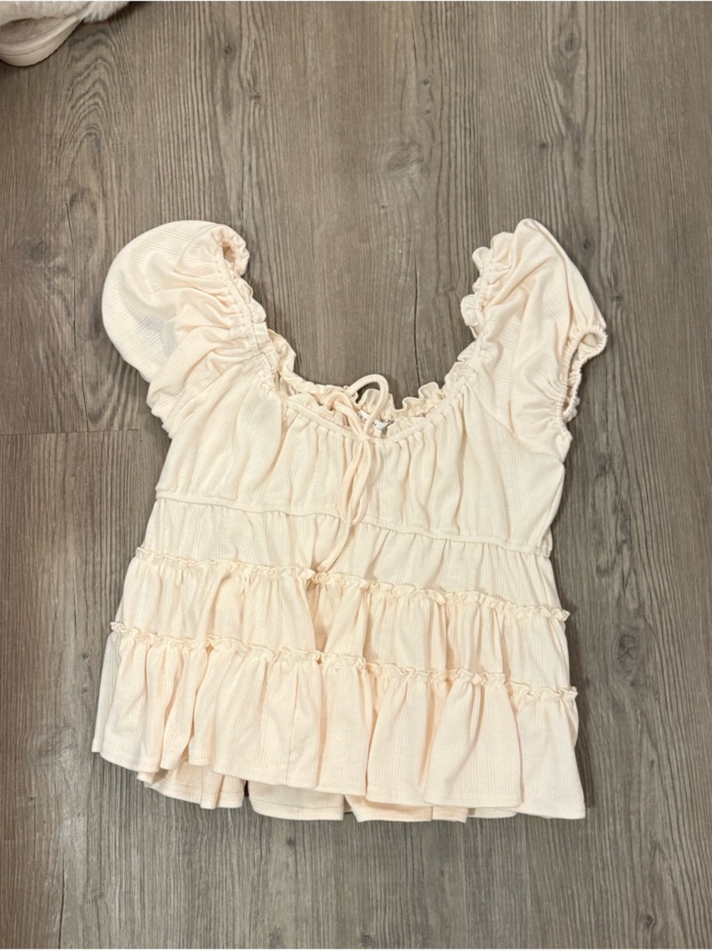Altar'd State Ivory Ruffle Peasant Top